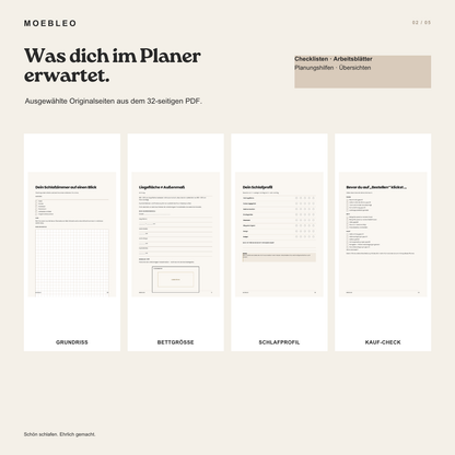 Mein Schlafzimmer Planer – Digitaler PDF-Planer für Raum, Bettgröße & Einrichtung