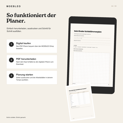 Mein Schlafzimmer Planer – Digitaler PDF-Planer für Raum, Bettgröße & Einrichtung